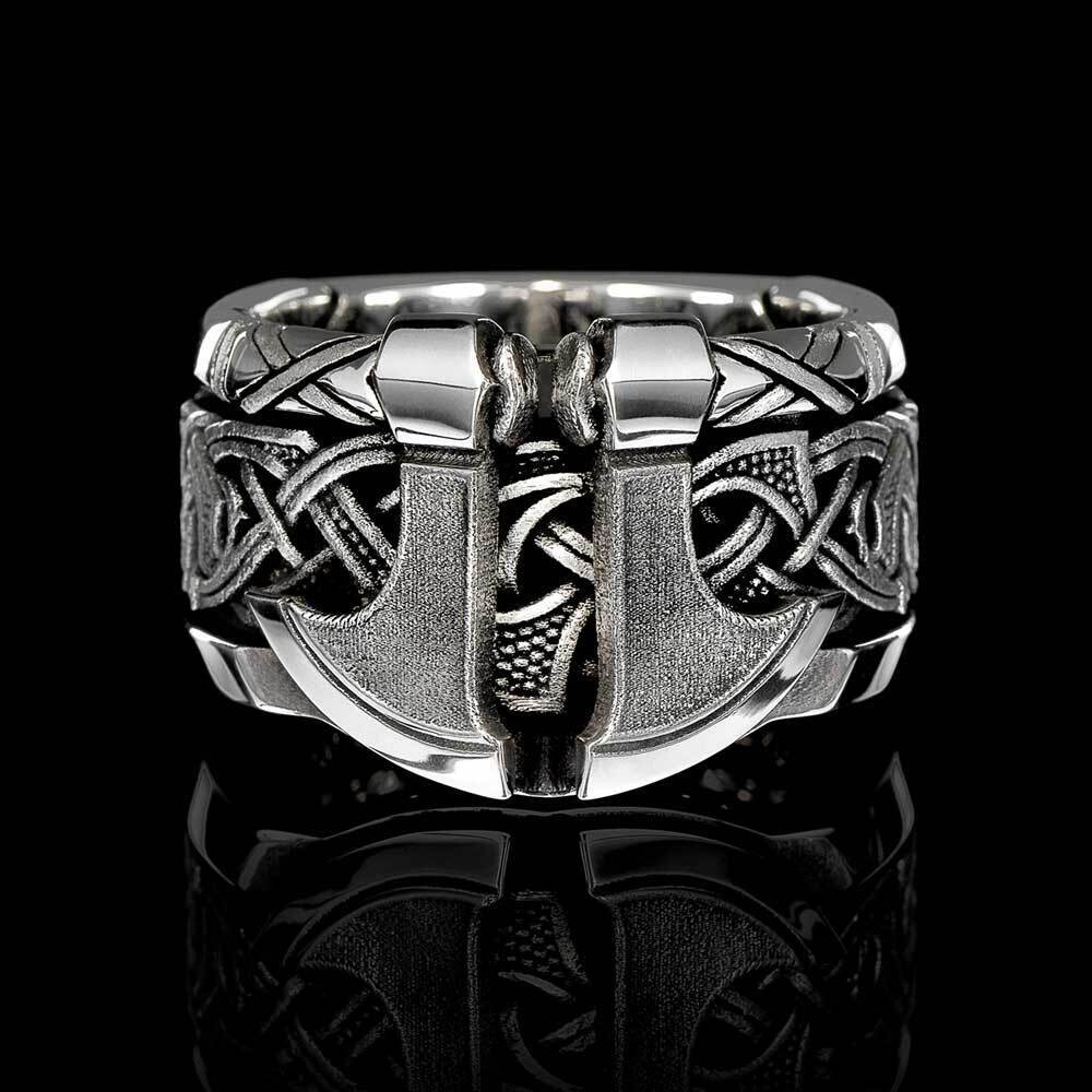 レアアンティーク　vintage RING Night戦士　彫り込み　UK Einherjar Band Ring | Battle Axe Viking Warrior Ring